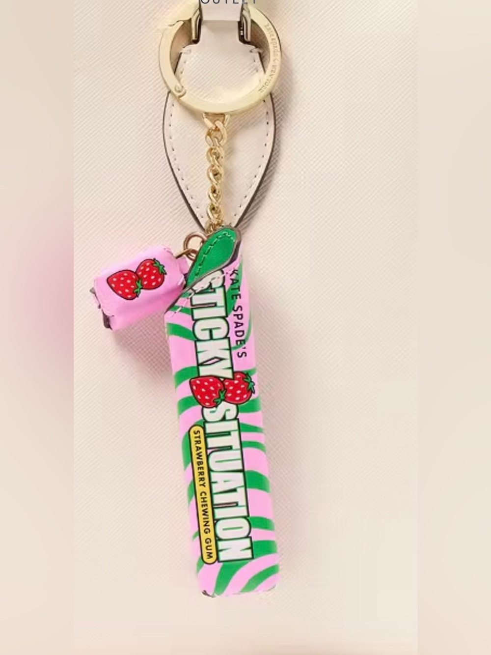 NWT Kate Spade Sticky Situation Bubble Gum Bag Charm Keychain